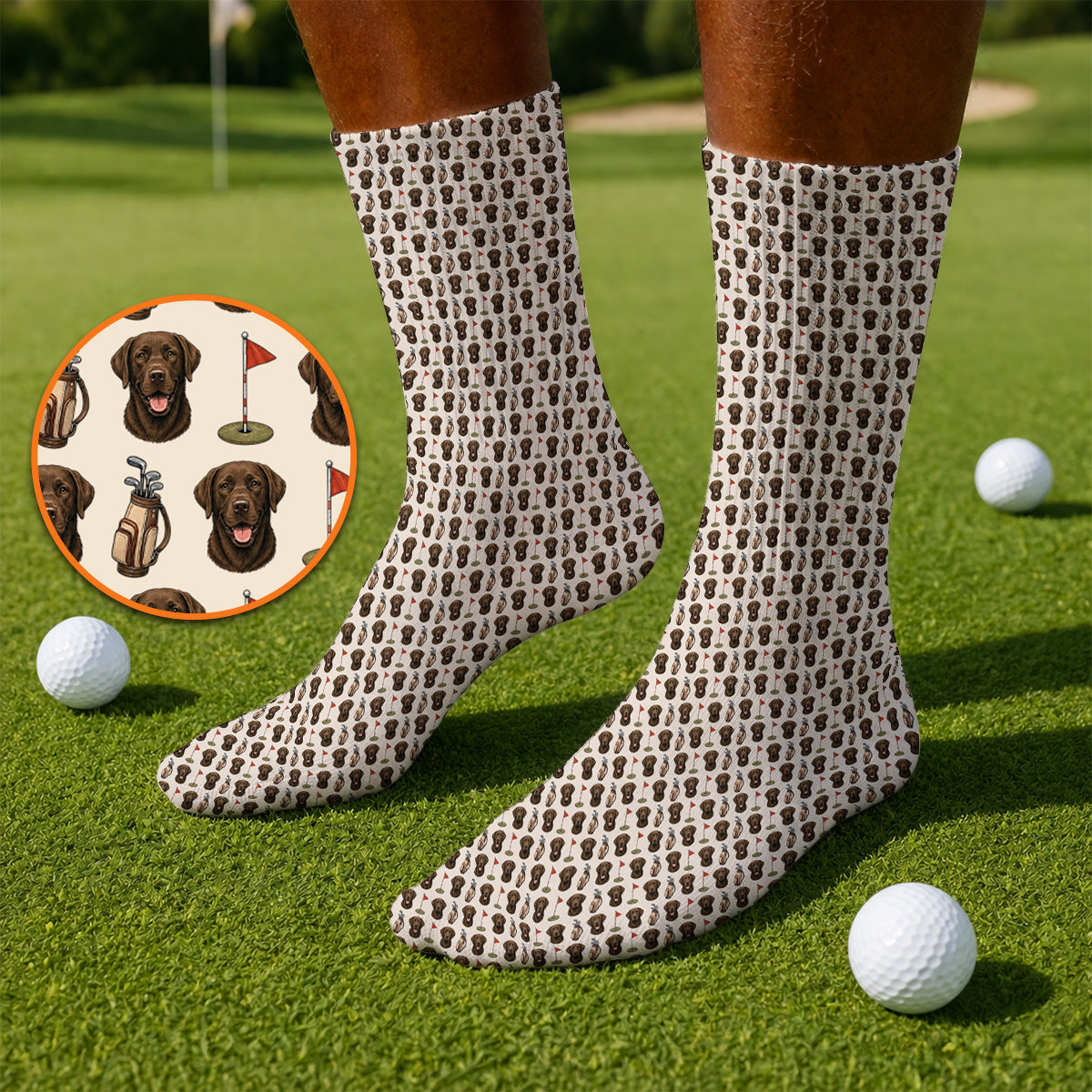 Chocolate Labrador Retriever Golf Sock, Funny Chocolate Lab Pattern Golf Socks, Dog Lover Golf Shirt