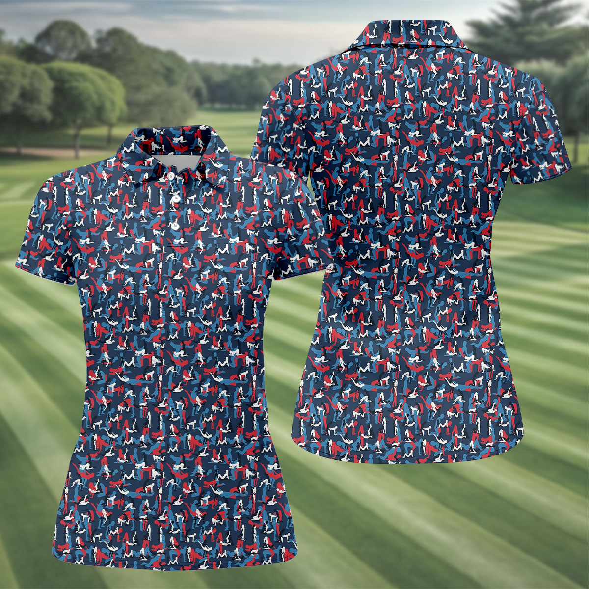 Naughty Position Dirty Humor Red White Blue 250th Anniversary Fun Women's Golf Shirts, Valentines Golf Gift