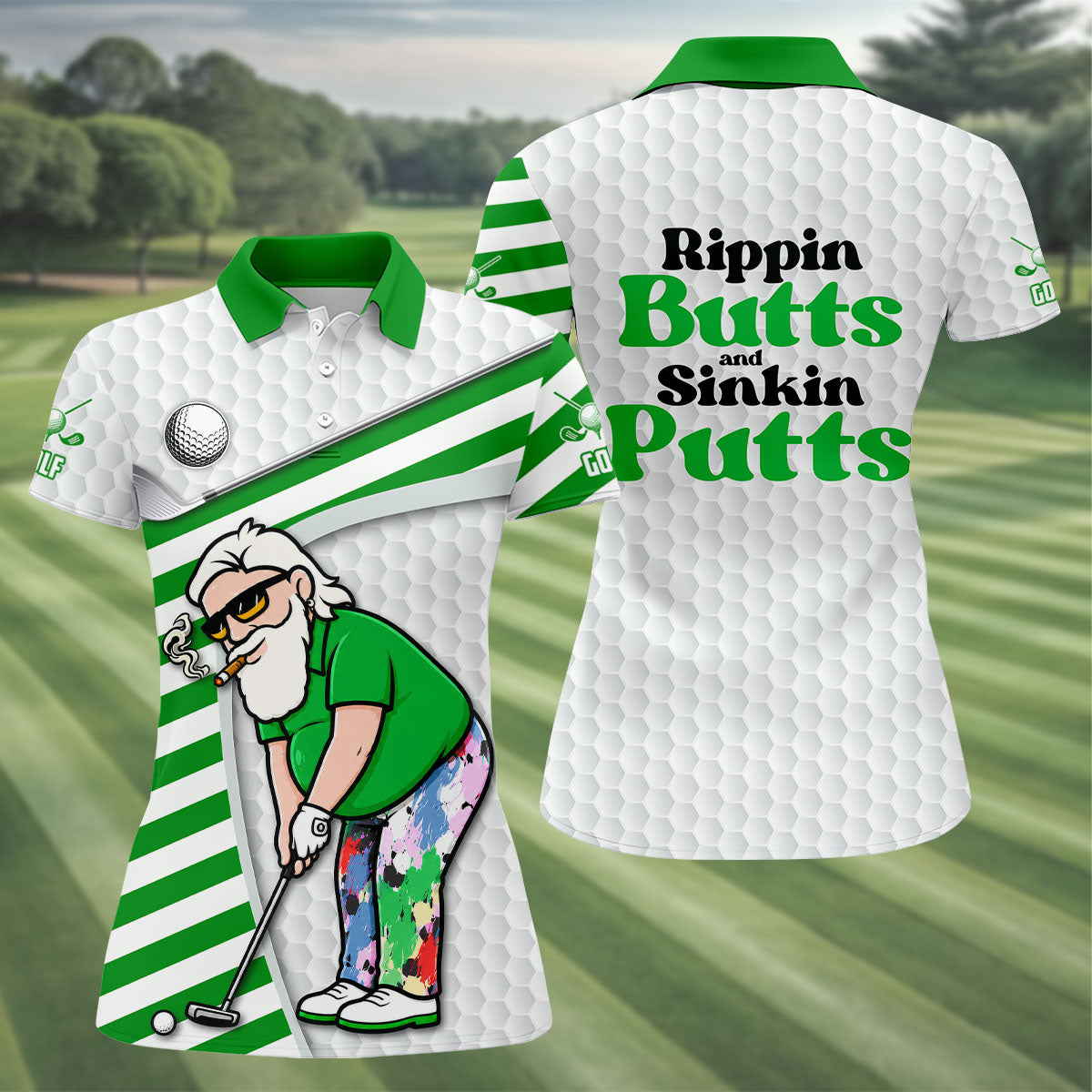Funny Rippin Butts And Sinkin Putts Polo Shirt, Women’s Golf Polo, Golf Polo For Women