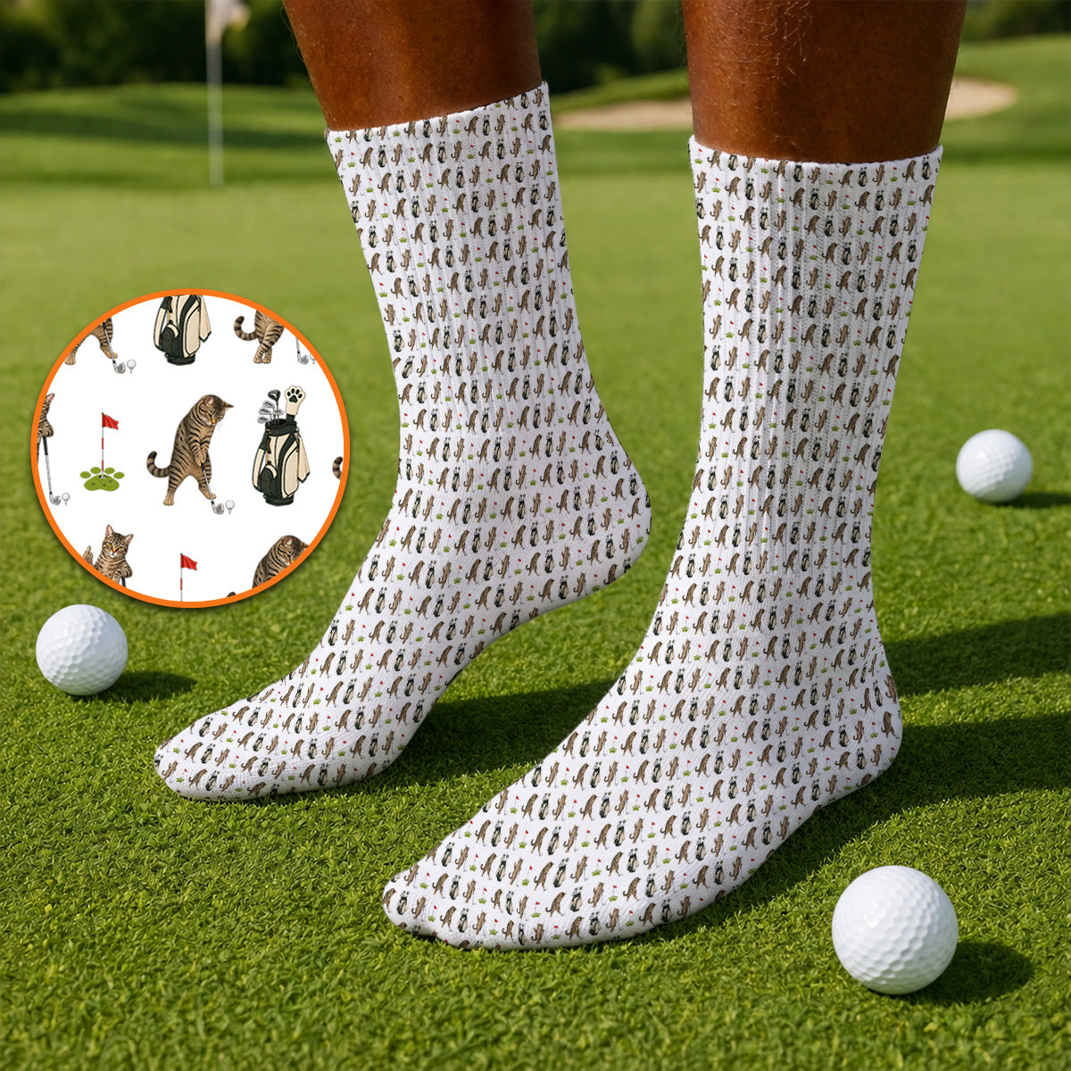 Funny Cat Golf Socks, Cats Pattern Golf Sock, Cat Lover Golf Gift