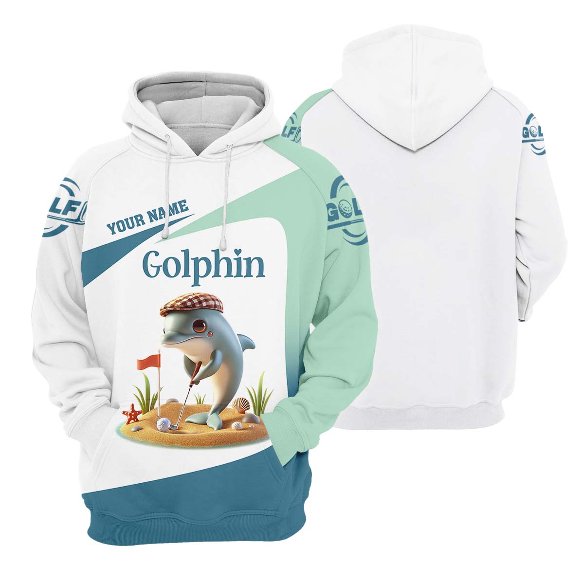 Golfin' Dolphin Custom Golf Polo ShirtGolfing Apparel, Mens Golf Gift, Funny Golf Polo Shirt