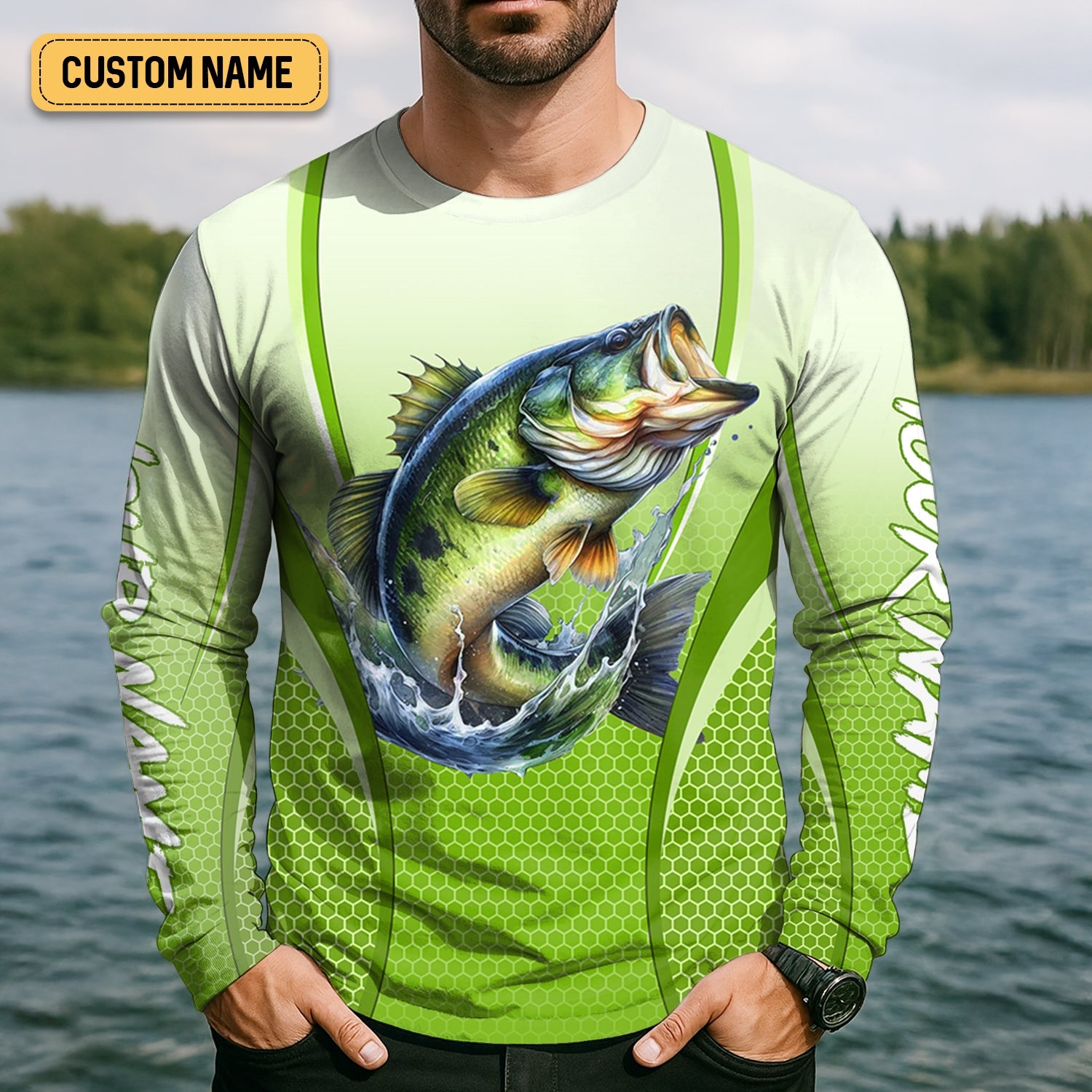 Largemouth Bass Fishing, Hooded UPF Shirt, Long Sleeve Fishing Shirts, Best Fishing Gifts
