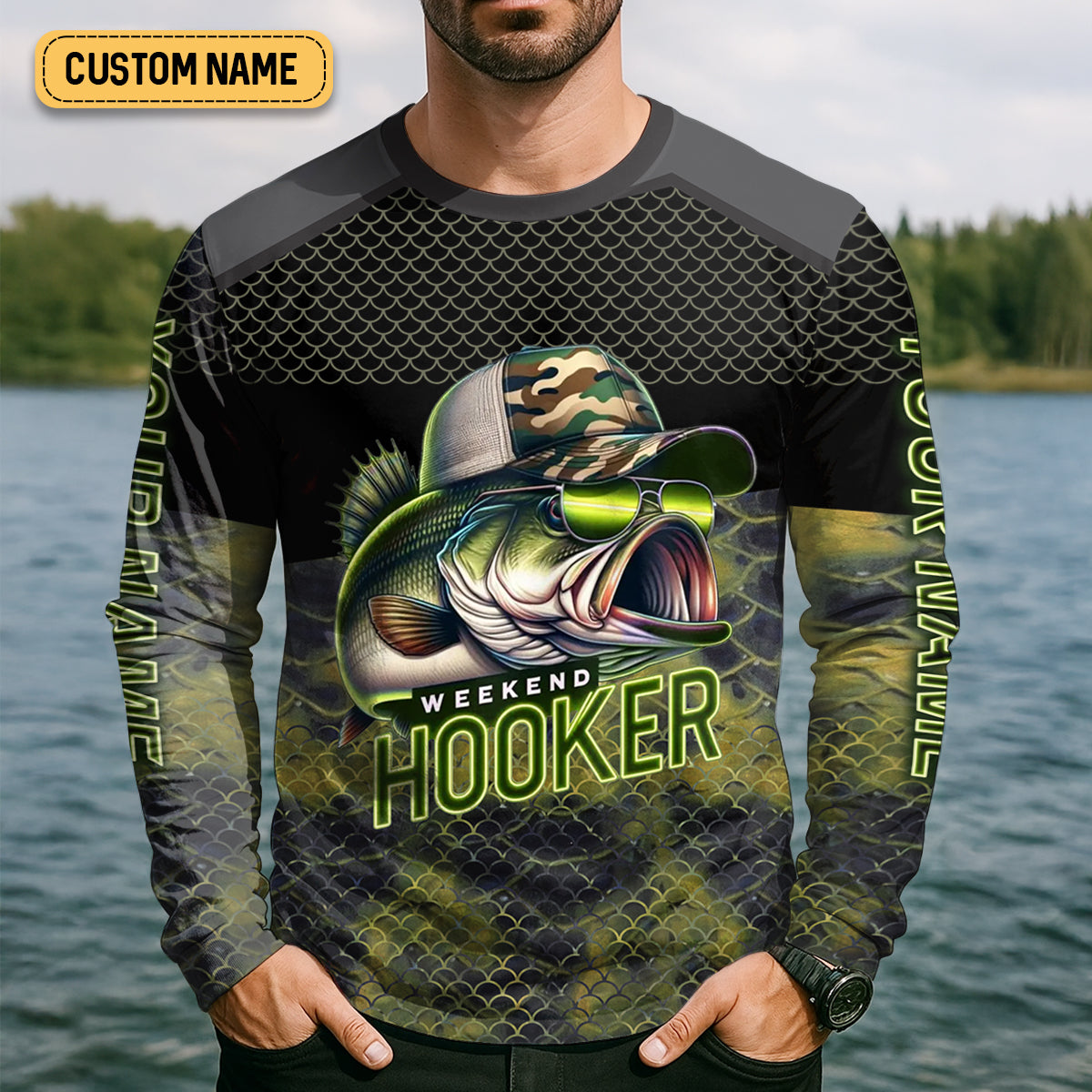Weekend Hooker Camouflage Fishing Shirts, Fishing UPF Shirts, Men's Fishing Shirts Long Sleeve