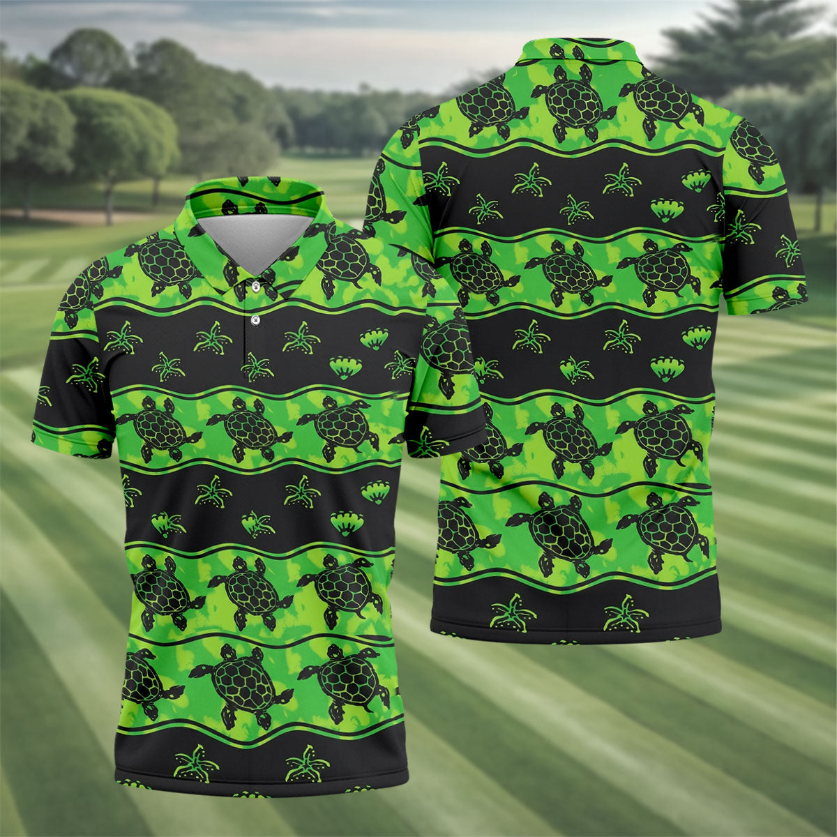 Sea Turtles Sea Creatures Pattern Hawaiian Golf Shirt, Polo Shirts For Men, Golfing Apparel