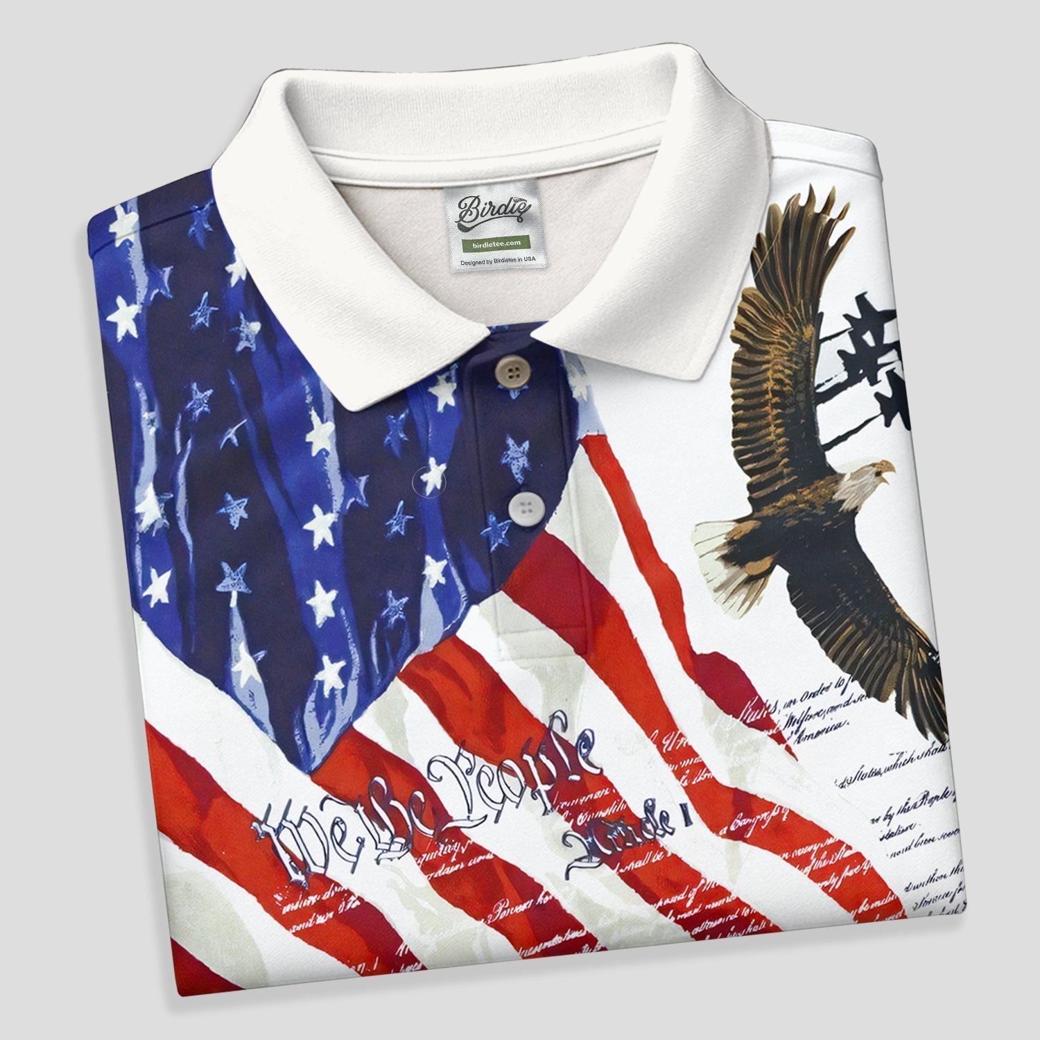 We The People Bald Eagle American Flag Women's Golf Tops, 250th Anniversary Patriotic Golf Shirt