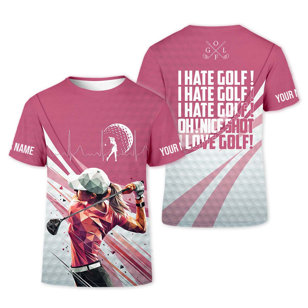 I Hate Golf Nice Shot I Love Golf Custom Womens Golf Polo ShirtGolfing Apparel, Womens Golf Gifts