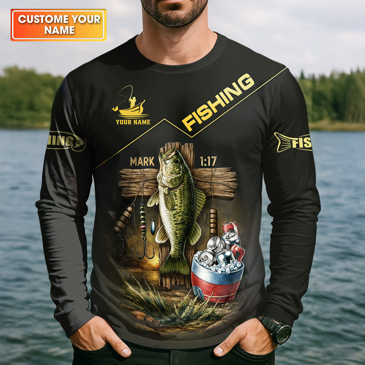 Jesus Made Me A Fisher Of Man Fishing UPF Shirts, Jesus Fishing Shirt, Funny Fishing Shirt