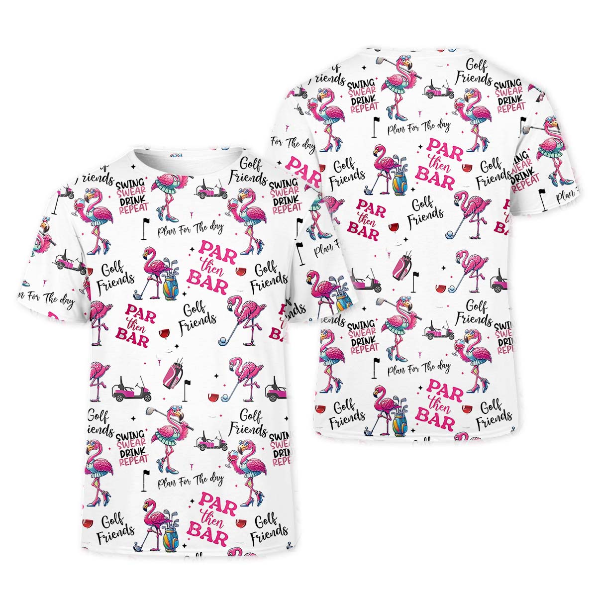 Par Then Bar Flamingo Long Sleeve Polo Womens, Custom Ladies Golf Polos Shirt