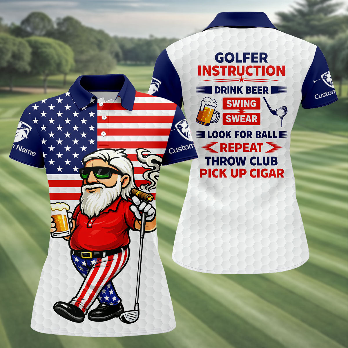 Swing Swear Look For Ball Repeat Patriotic 4th Of July Golf Shirt, 250 Years Golf Shirt For Women