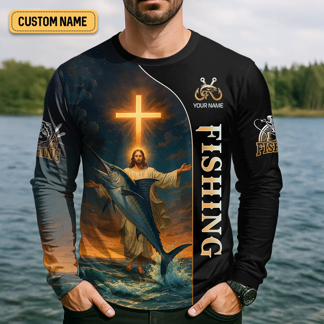 Followe Me And I Will Make You Fishers Of Men, Jesus Fishing Shirt, SPF Shirt For Men, Gift For Fisherman
