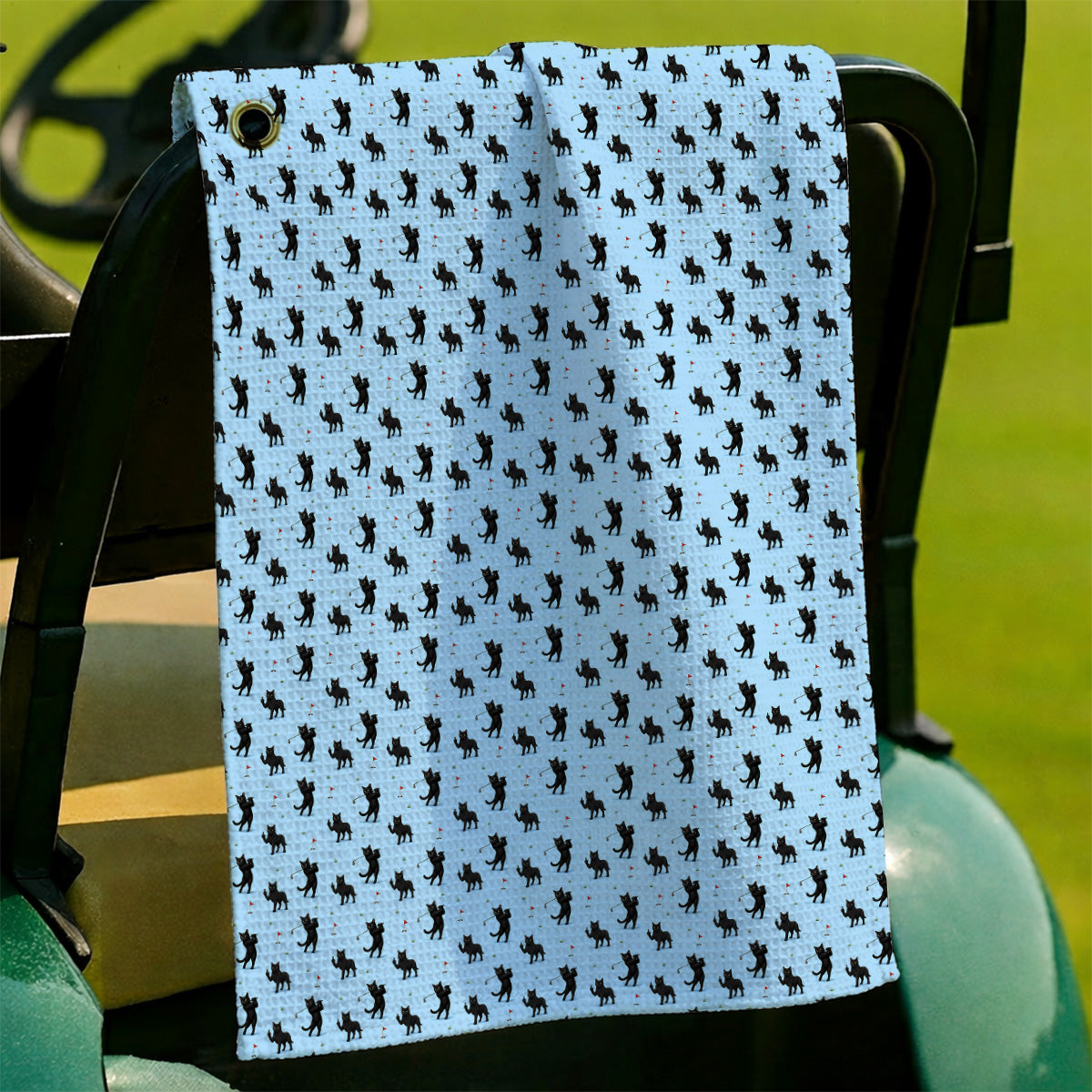 Black Cat Golf Pattern Towel, Funny Golf TowelsFor Cat Lover, Unique Birthday Gift For Golf Dad