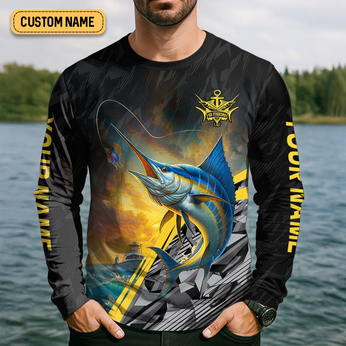 Find Your Wild Swordfish Fishing SPF Shirt For Men, Gift For Fisherman, Men's Fishing Shirt