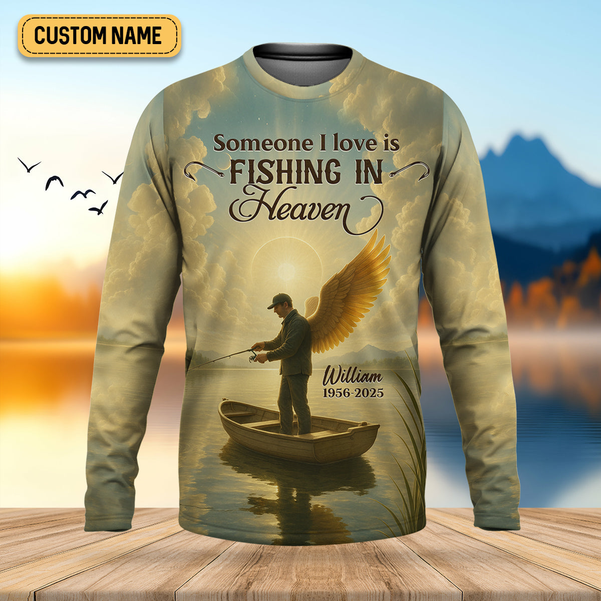 Fishing In Heaven Fishing UPF Shirts, Fishing Memorial Presents For Fishermen, Fishing Shirts For Men