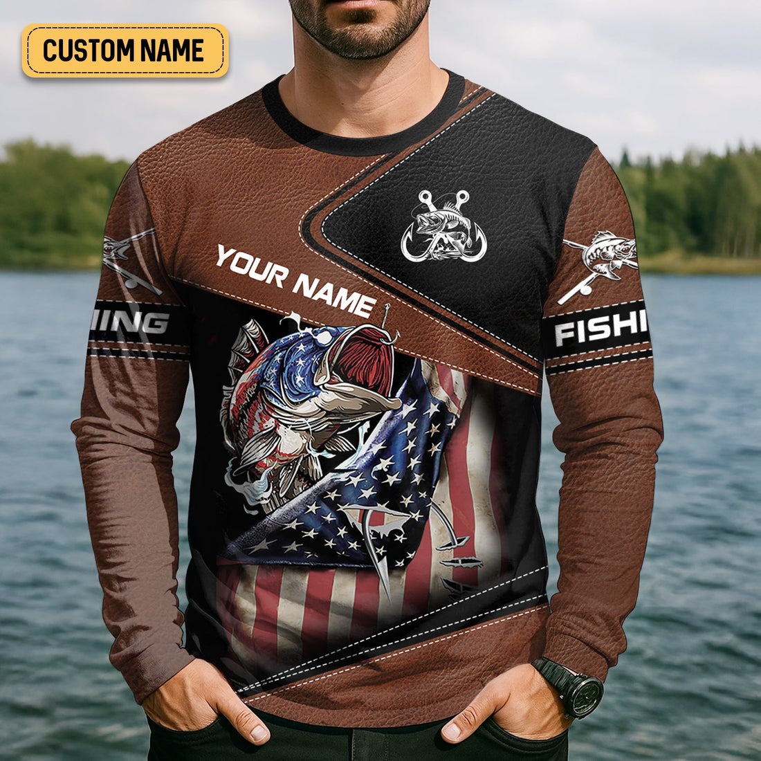 Fishing American Flag UPF Fishing Shirt, Patriotic Fishing Shirt, Men's Fishing Shirts, Gift For Fisherman