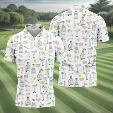 Pink Margarita Glass Tequila Lover Pastel Theme Golf Tops For Men, Polo ShirtFor Men, Golf Shirts For Men