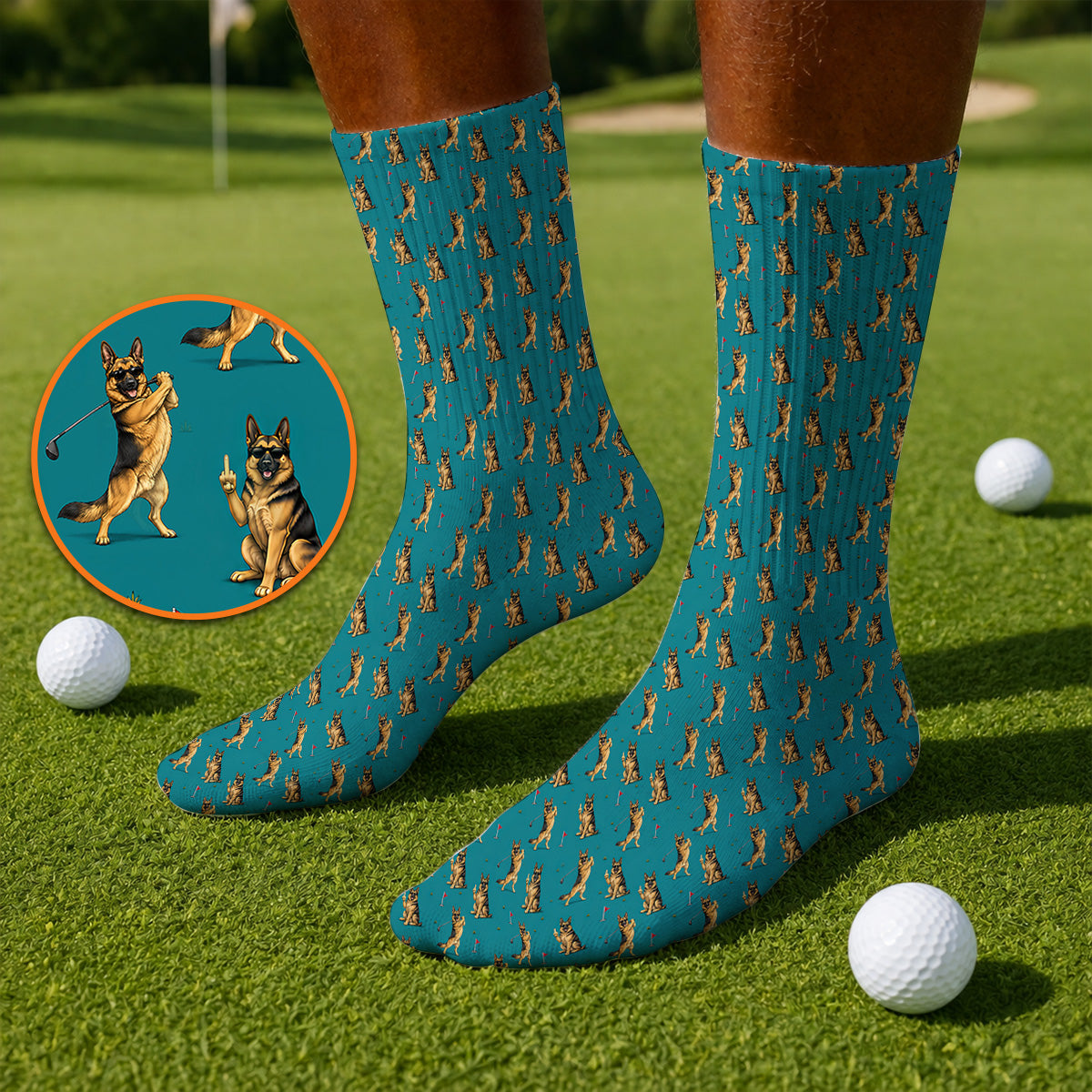 Funny German Shepherd Golf Socks, Dog Lover Pattern Golf Sock, Golf Gift For Golfer