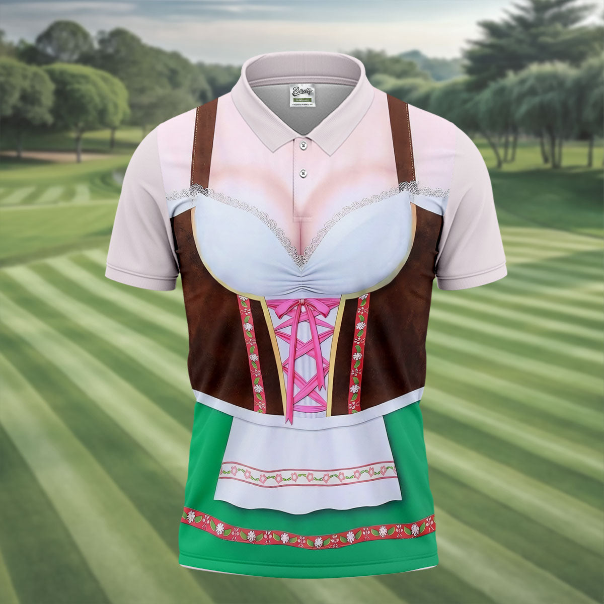 Funny Oktoberfest Dirndl Costume Polo Shirt, Mens Golf Polo, Golf Shirts For Men