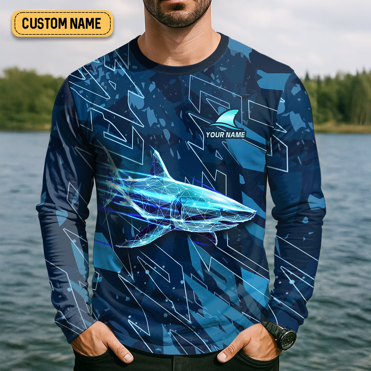 Be A Shark Stay Hungry Never Settle Blue Fishing Shirt, SPF Shirt For Men, Presents For Fishermen