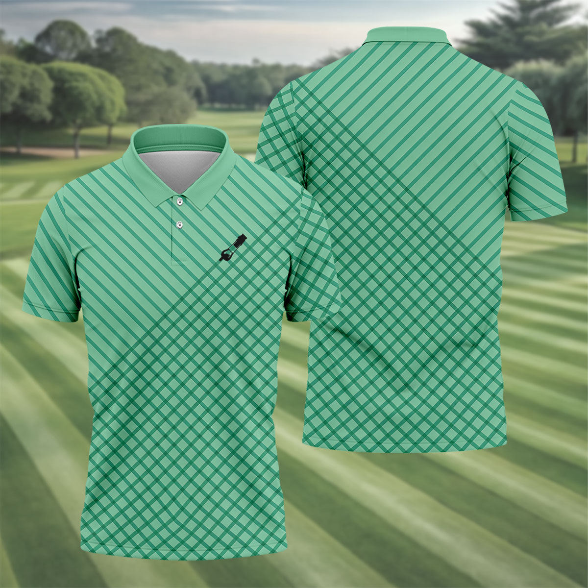Turf Dad Lawn Mower Logo Cross Pattern Father's Day Golf Shirt, Dad Golf Shirt, Golf Gift For Dad