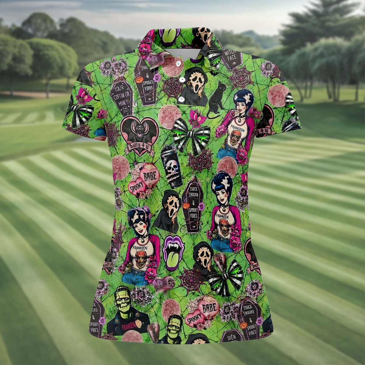 Halloween Horror Character Golf Polo Shirt, Womens Golf Polo, Golf Shirts For Women