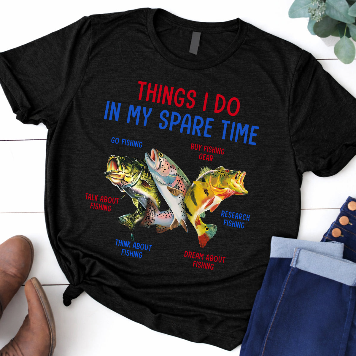 Things I Do In My Spare Time Red White Blue Funny Fishing Shirt, Patriotic Fishing Tee Shirts, Fishing Shirts For Men