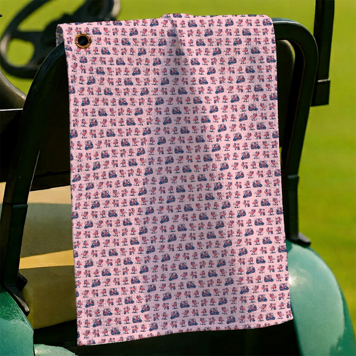 Funny Flamingo Pattern Golf Towels, USA 250 Patriotic Summer Golf Towel, Crazy Golf Gift For Golfer