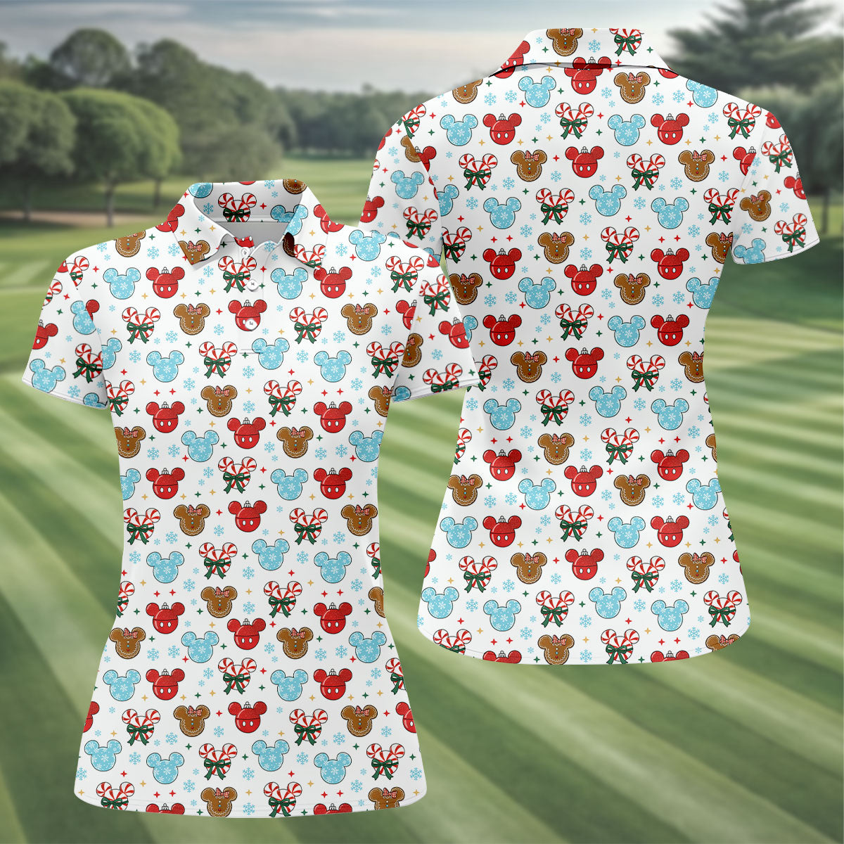Funny Gingerbread Christmas Candy Cane Cute Women's Golf Clothes, Ladies Golf Shirts, Christmas Golf Shirt
