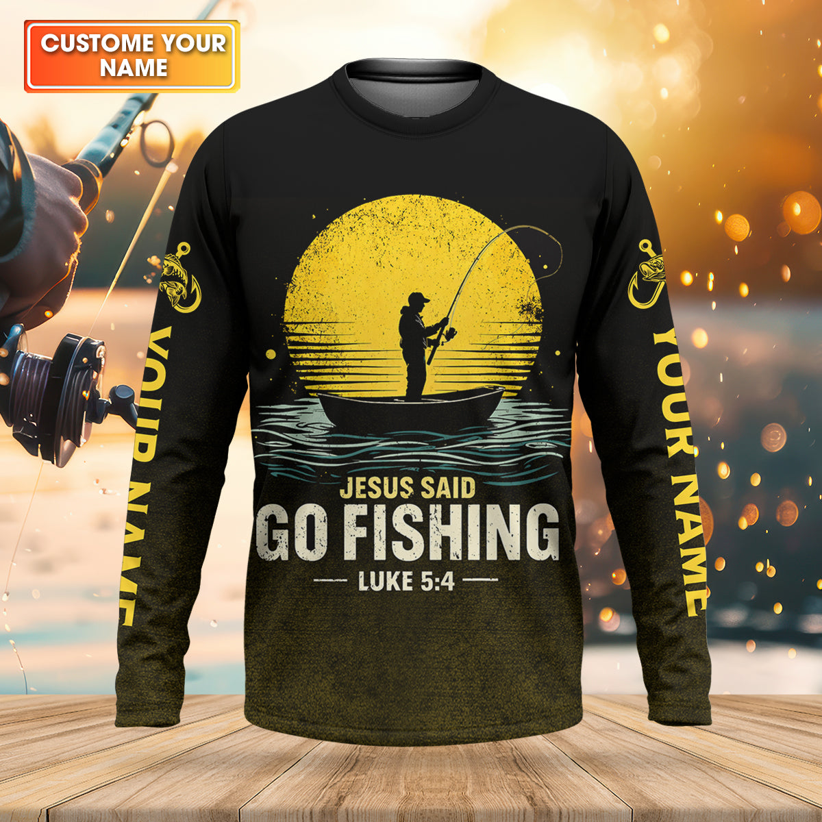Jesus Said Go Fishing Bible Fishermen Christian Fishing UPF Shirts, Fishing Shirts For Men, Fisherman Gift