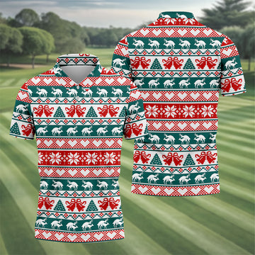 Christmas Reindeer Bells Snowflake Golf Polo Shirt, Mens Golf Shirts, Polo Shirts For Men