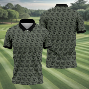 Cow Skull With Flowers Western Theme Forest Green Golf Tops For Men, Polo ShirtFor Men, Golf Shirts For Men