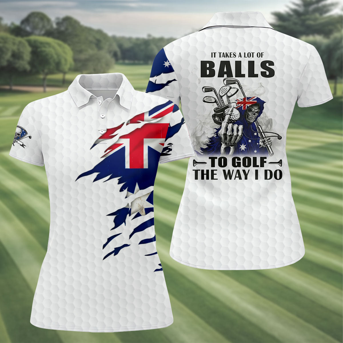 It Takes A Lot Of Ball To Golf The Way I Do Australia Flag Print Ladies Golf Tops, Golf Shirt For Women