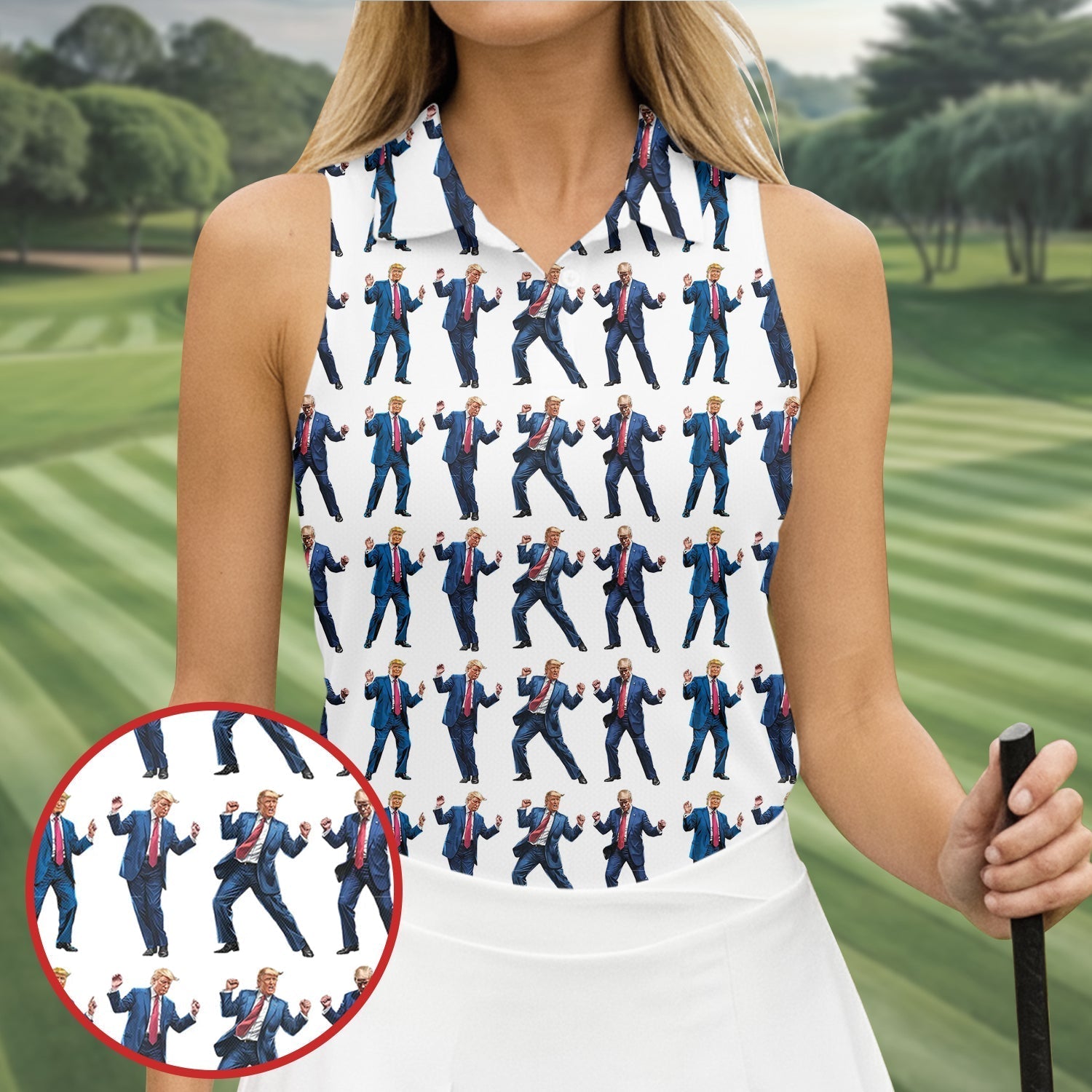 Christmas Trump Dancing Golf Tops For Women, Christmas Golf Polos Shirt, Women Golf Apparel
