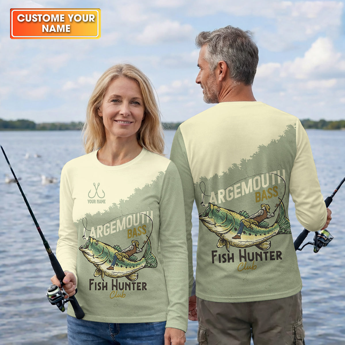 Largemouth Bass Fish Hunter Club Fishing UPF Shirts, Funny Fishing Shirt, Women Fishing Shirt