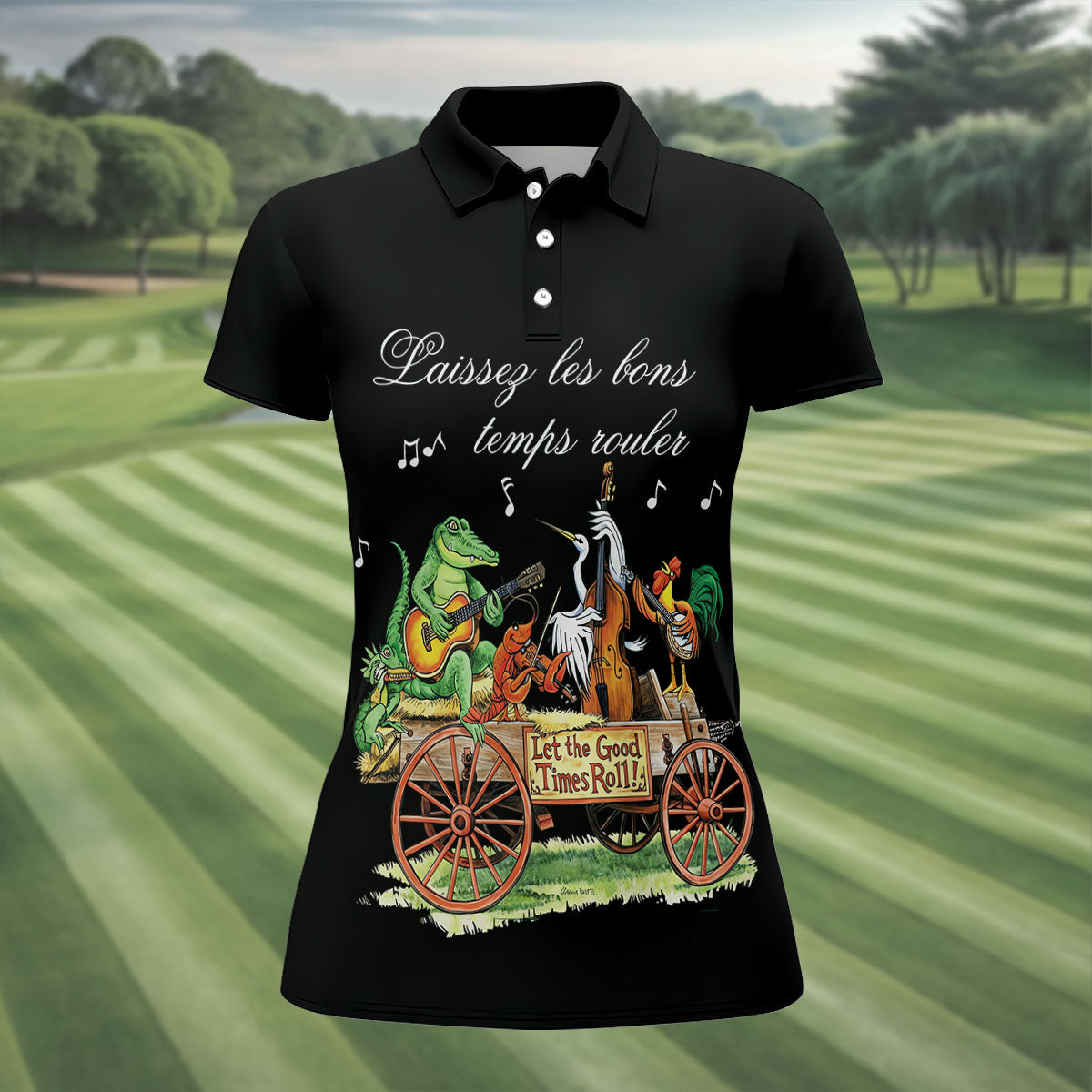 Let The Good Times Roll Animals Band Mardi Gras Celebrations Women's Golf Tops, Ladies Golf Polos