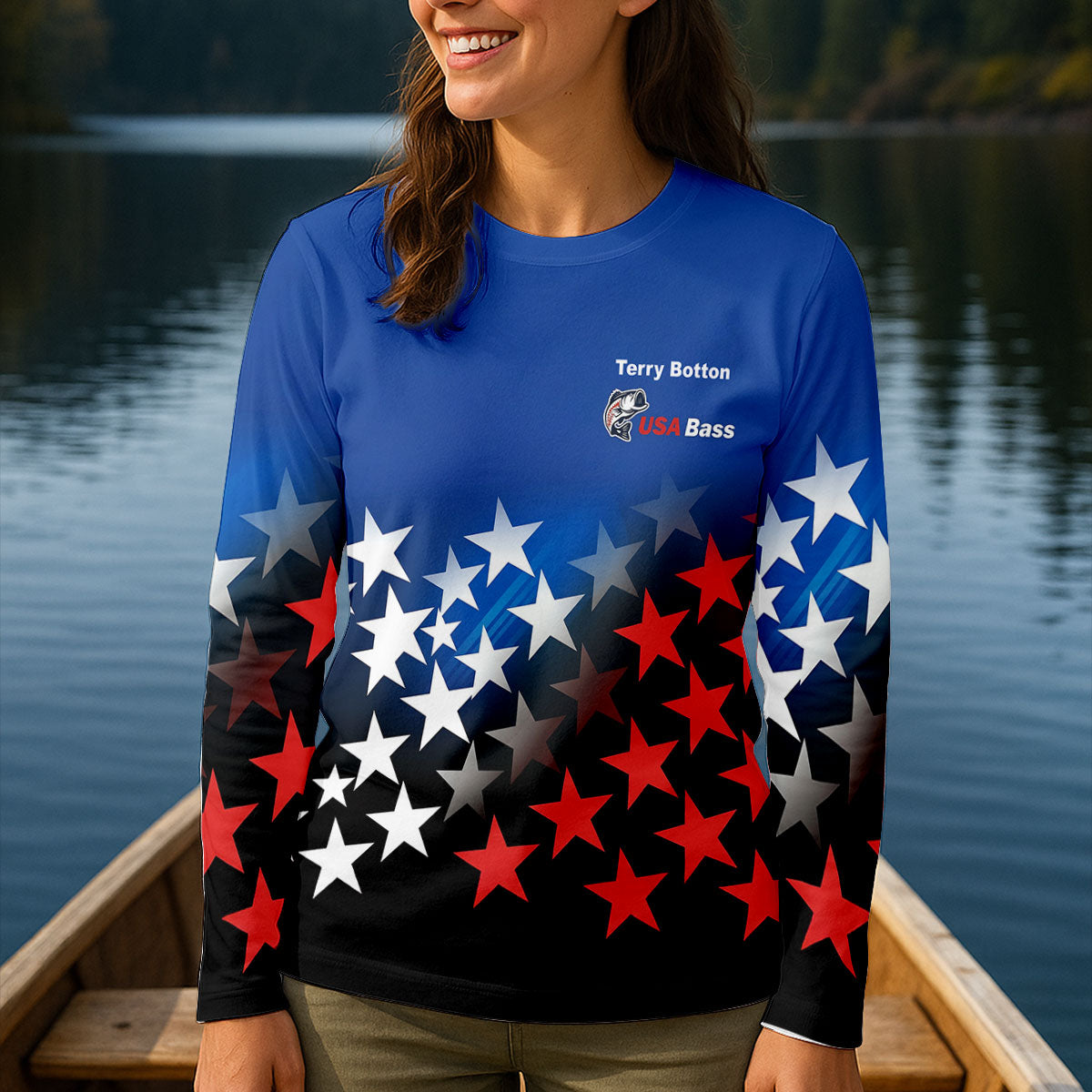 USA Bass Fishing American Flag Fishing Shirt, 250 Years 4th Of July Fishing UPF Shirts, Women Fishing Shirt