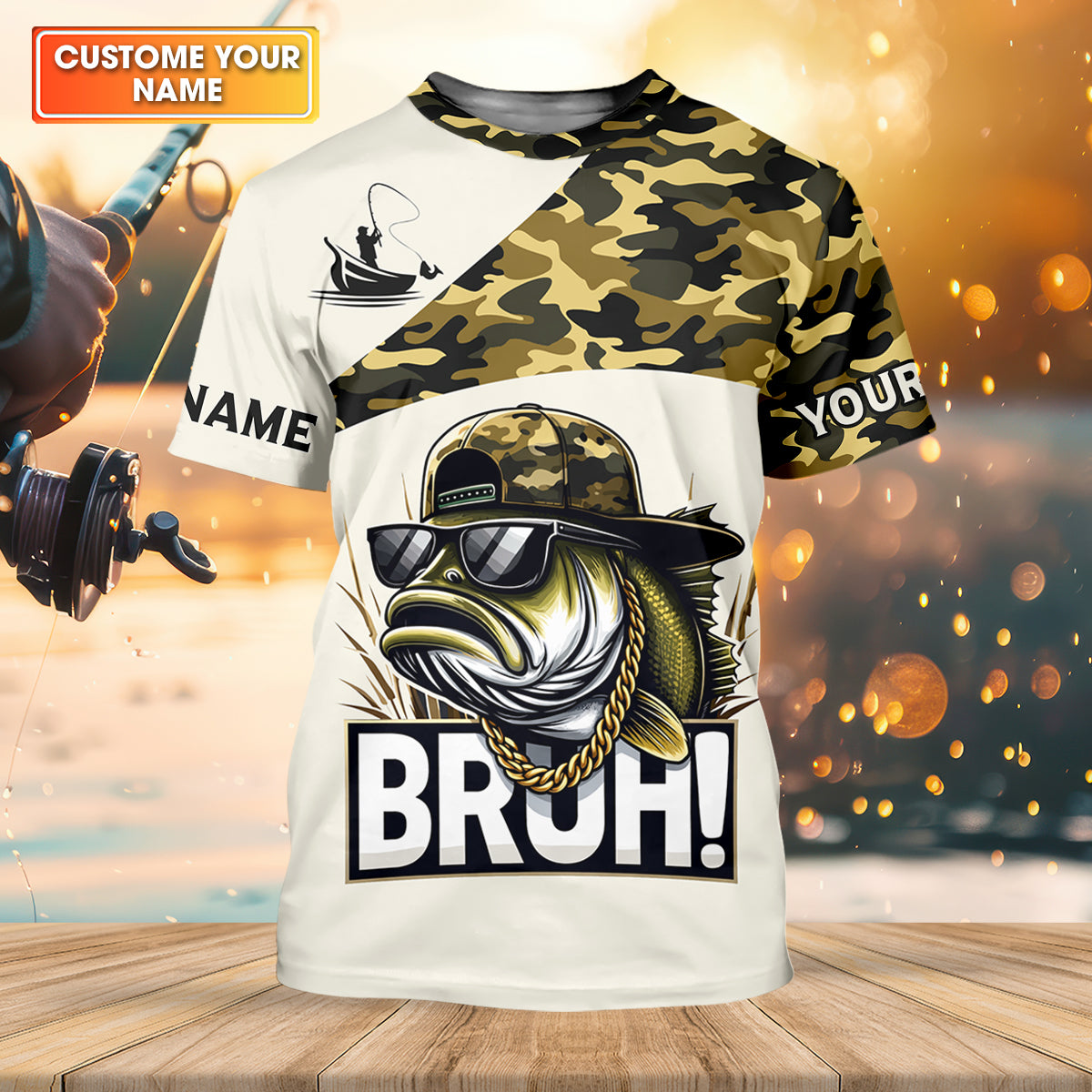 Bruh Largemouth Bass Fishing Camouflage Fishing Shirts, Fishing UPF Shirts, Fishing Shirts For Men