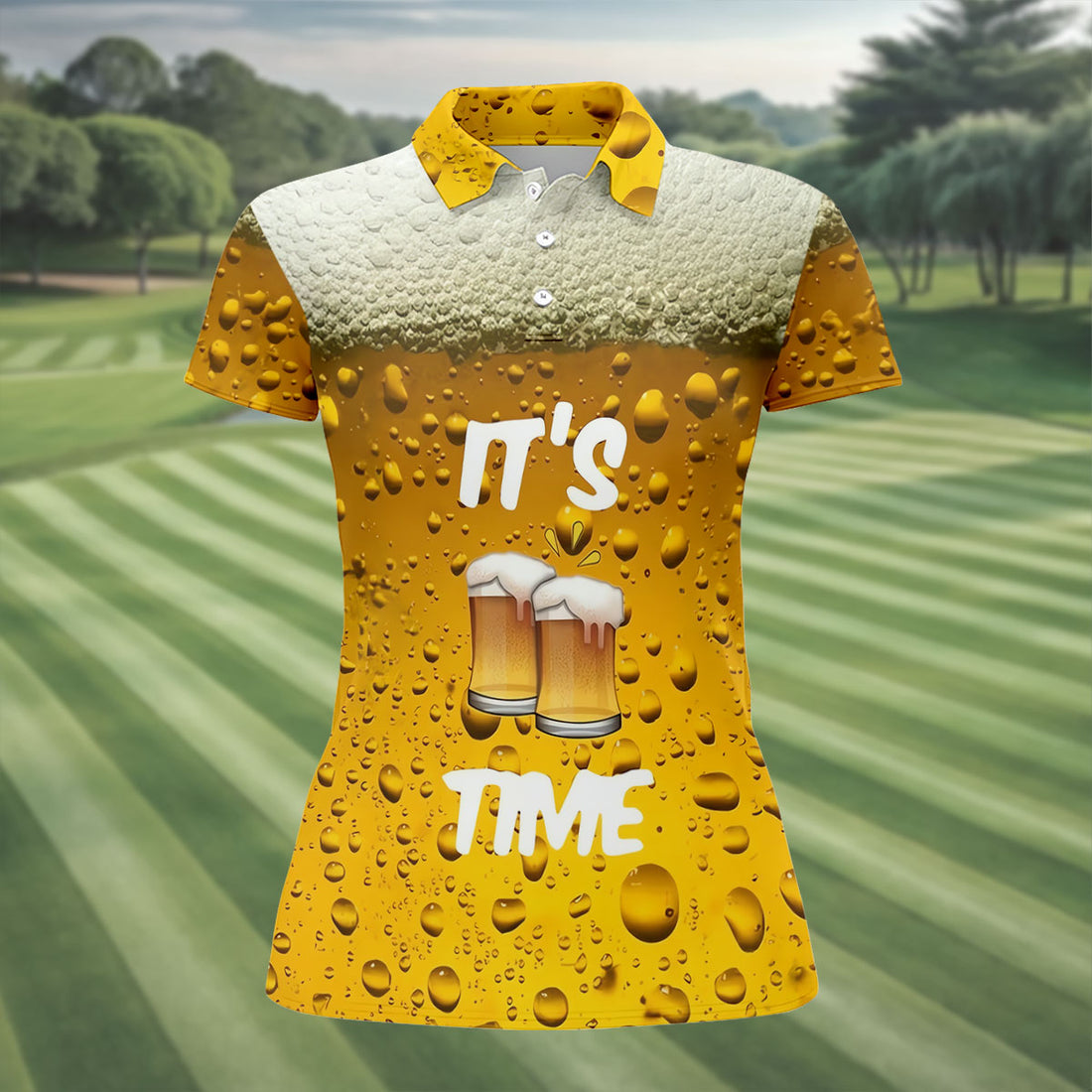 It's Time Golf And Beer Women's Golf Tops, Hawaiian Golf Shirt, Ladies Golf Polos