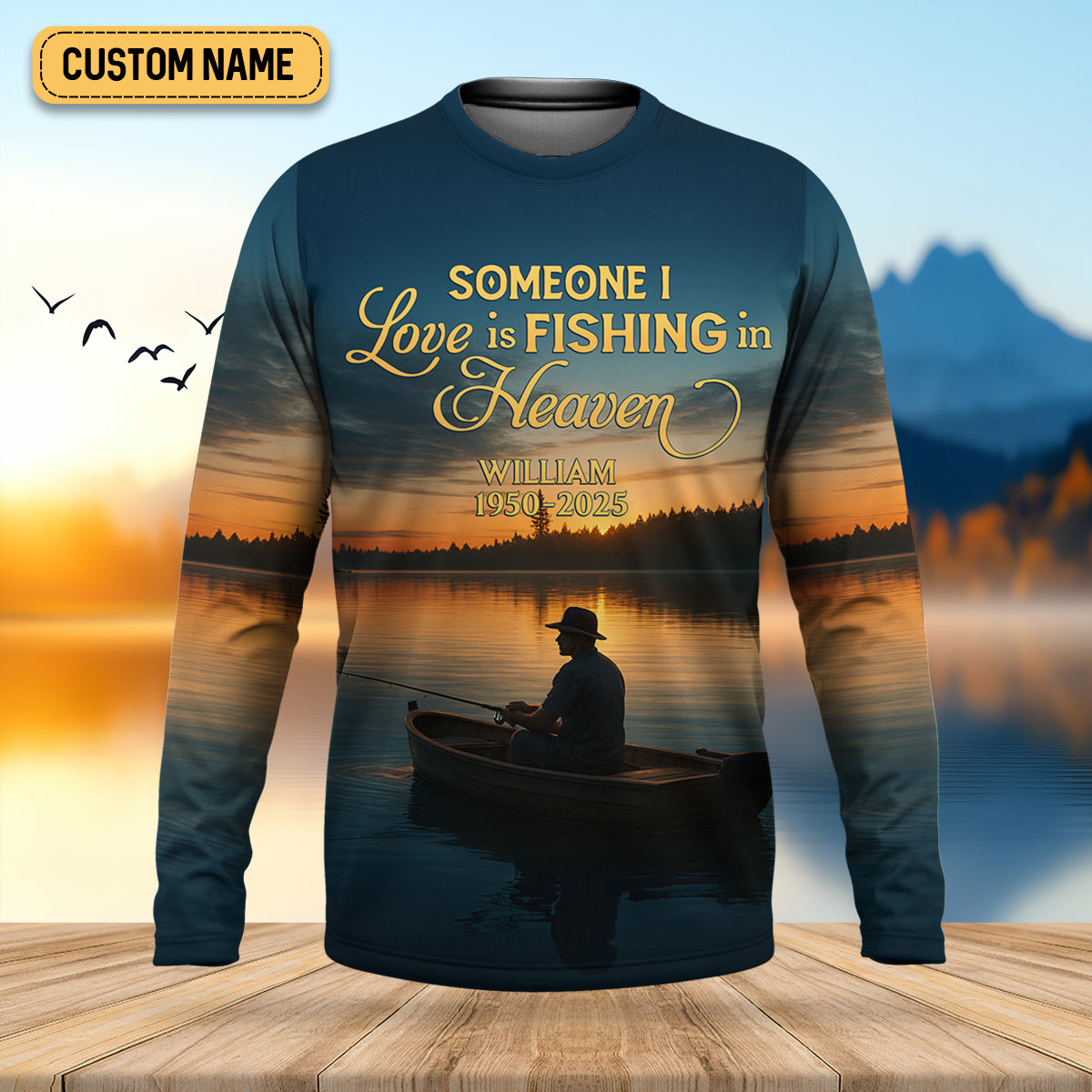 Someone I Love Is Fishing In Heaven Fishing Memorial SPF Shirt For Men, Gift For Fisherman, Men's Fishing Shirt