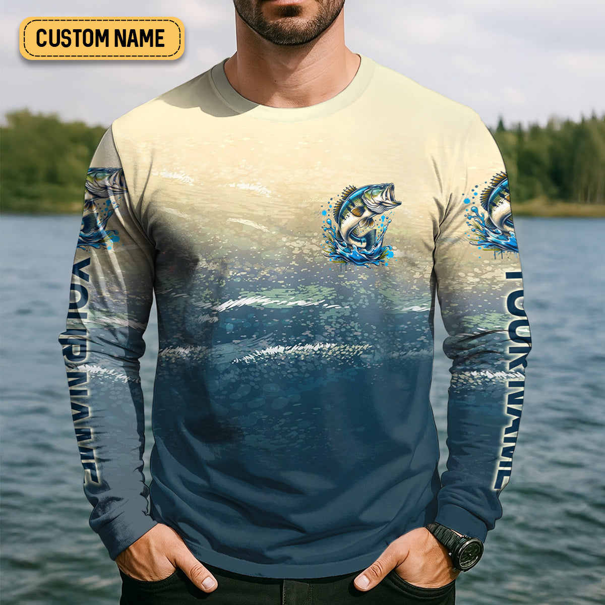 Fishing Is My Therapy Navy And Beige Fishing UPF Shirts, Gift For Fisherman, Fishing Shirts For Men