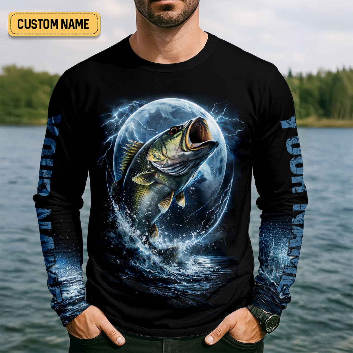 Night Bass Fishing UPF Shirts, Performance Fishing Shirts, Fishing Shirts For Men, Gift For Fisherman