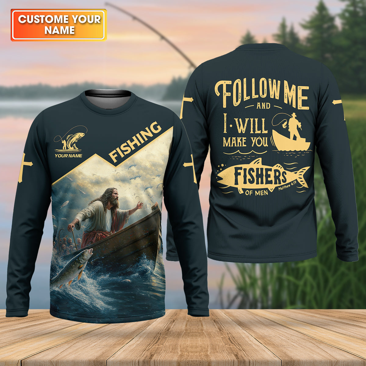 I Will Make You Fishers Of Men Christian Fishing Bible Fishing UPF Shirts, Fishing Shirts For Men