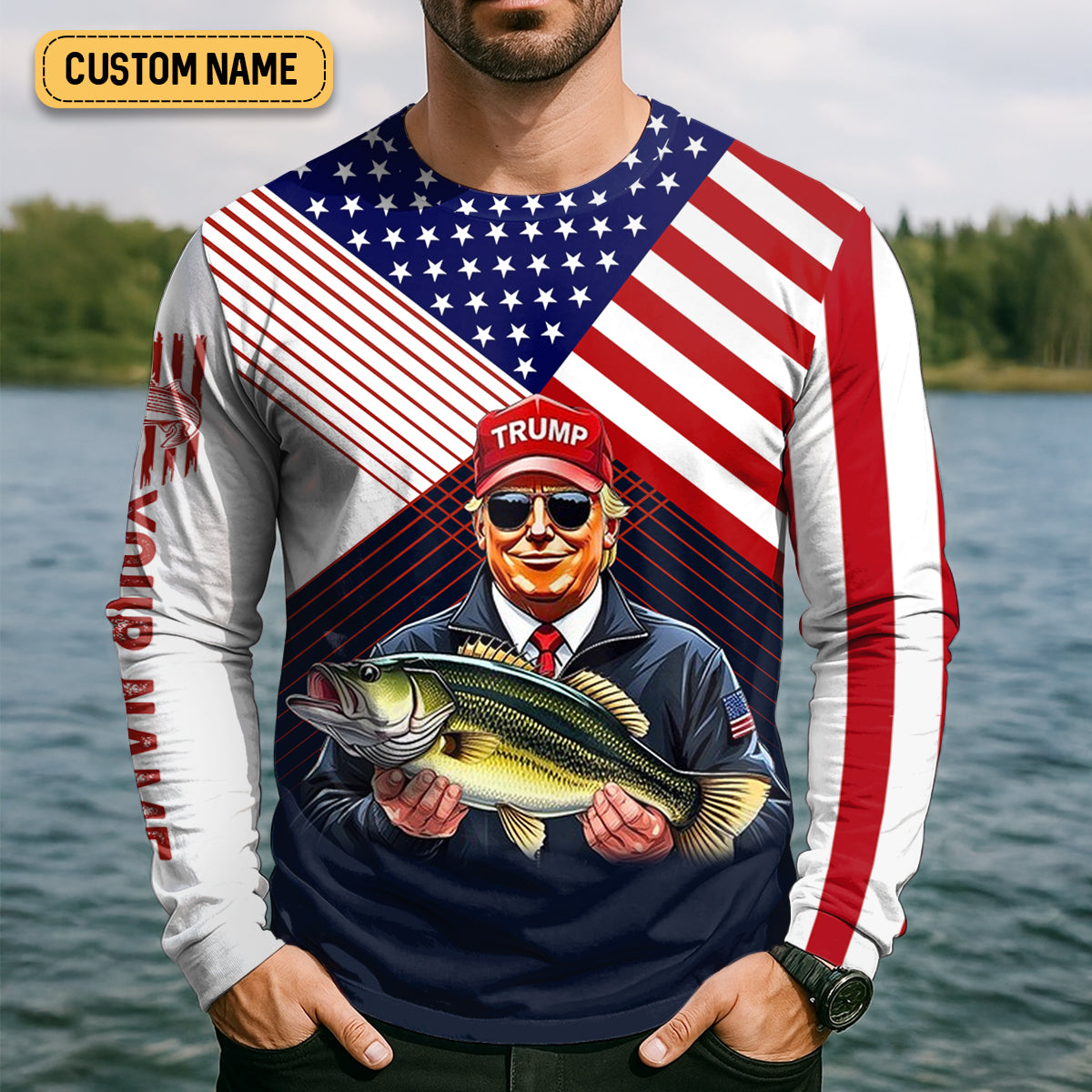 Make Fishing Great Again Patriotic Fishing Shirt, American Flag Fishing Shirt, Fishing UPF Shirts, Men's Fishing Shirt