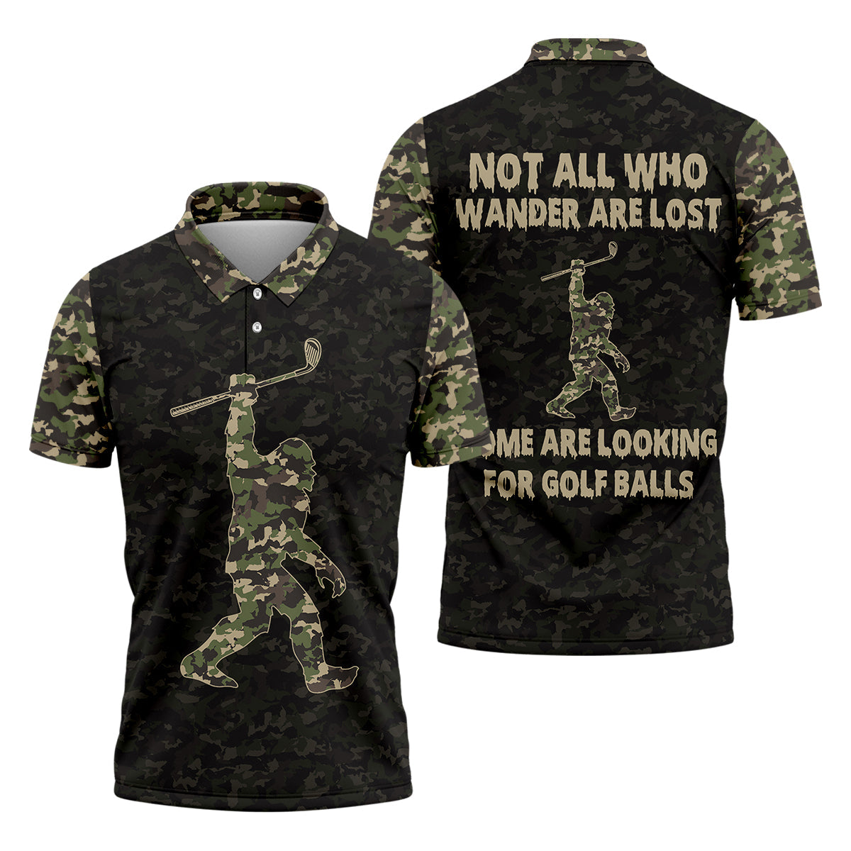 Funny Bigfoot Men's Golf Polo ShirtMens Golf Shirt, Funny Golf Shirt, Gift For Golfers