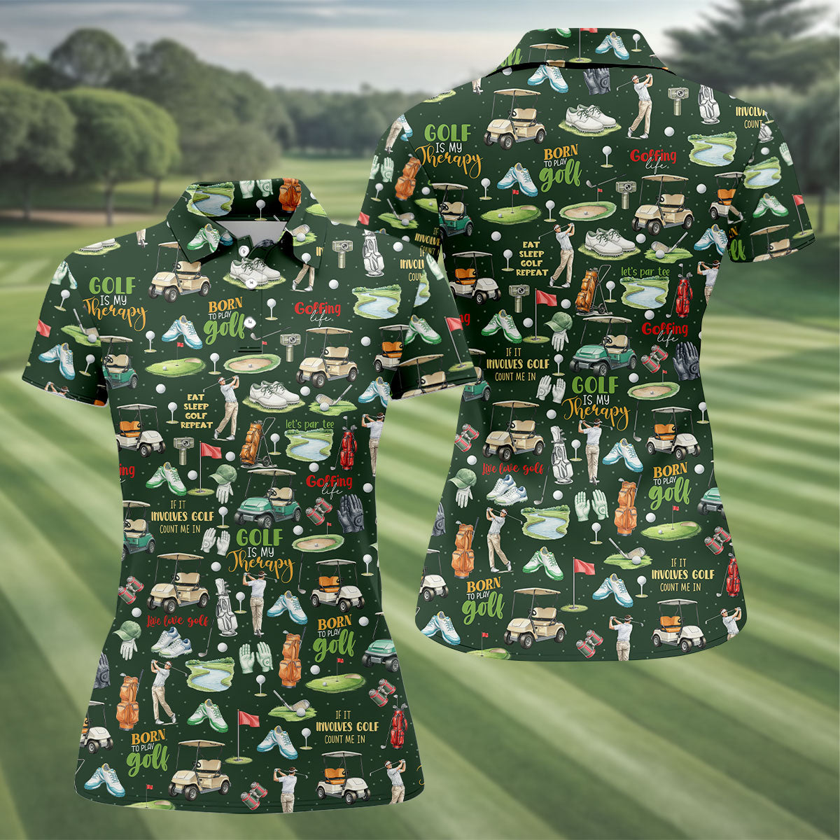 Born To Play Golf Let's Par Tee Green Golf Shirt, Fun Women's Golf Shirts, Ladies Golf Shirts, Golfing Apparel