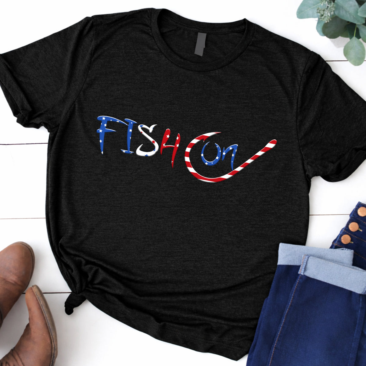 Fish On Patriotic 4th Of July Funny Fishing Shirt, 250th Anniversary Fishing T-Shirts