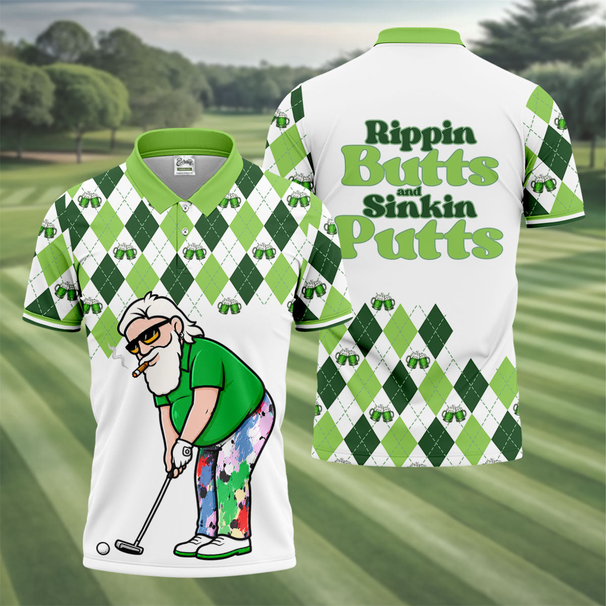 Funny Rippin Butts And Sinkin Putts Polo Shirt, Mens Polo Shirts, Mens Golf Apparel