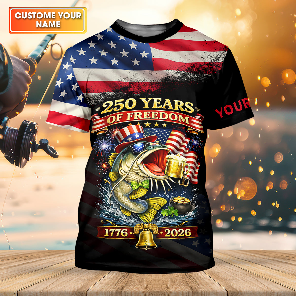 250 Years Of Freedom Fishing And Beer Patriotic Fishing Shirt, Fishing UPF Shirts, Fishing Shirts For Men