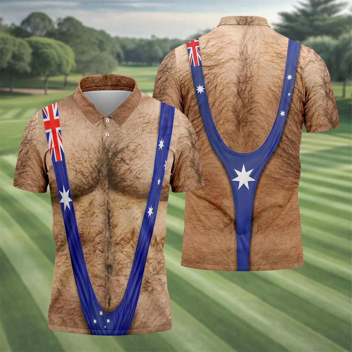Australia Flag Print Fun Golf Shirt, Men's Golf Top, Polo Shirts For Men, Golf Shirts For Men