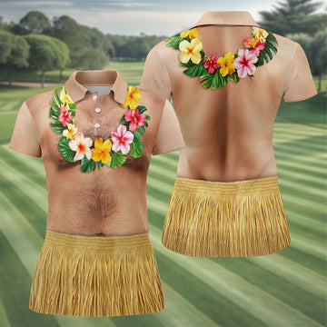 Floral Lei Tropical Theme Party Fun Women's Golf Shirts, Hawaiian Golf Shirt, Ladies Golf Polos