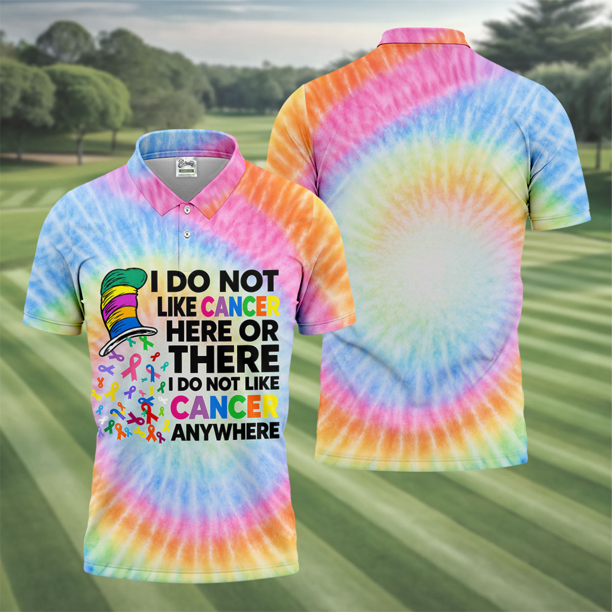 I Do Not Like Cancer Tie Dye Polo Shirt, Golf Polo Shirts For Men, Mens Golf Apparel